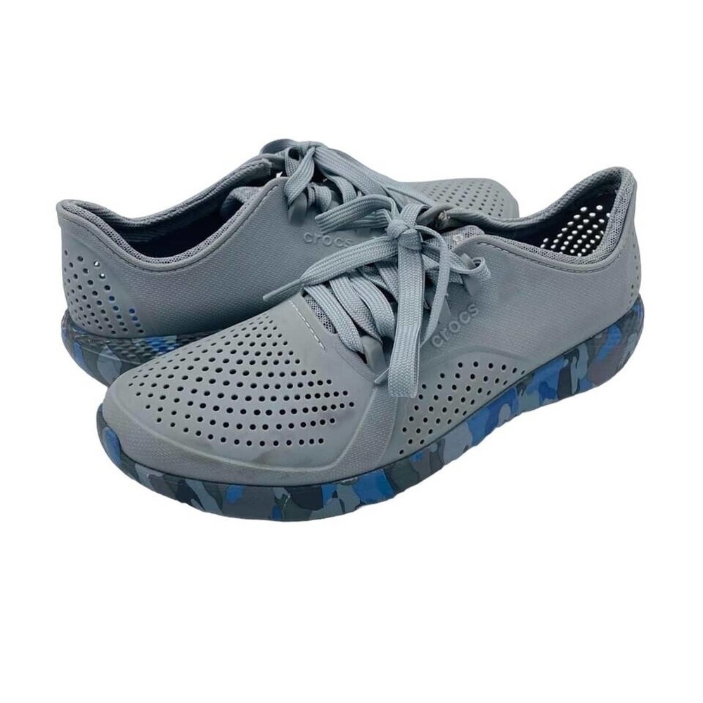 Crocs LiteRide Pacer Sneakers Athletic Shoes 206494 Camo Trim Womens Sz 10 Gray